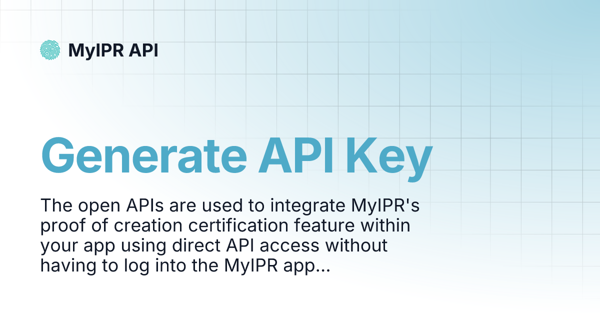 Generate api key myipr api
